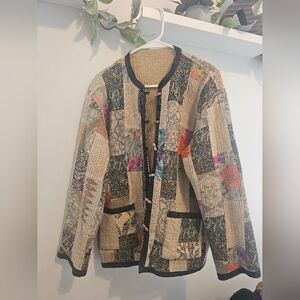 Reversible Patchwork Quilted Jacket - Beige Multicolor